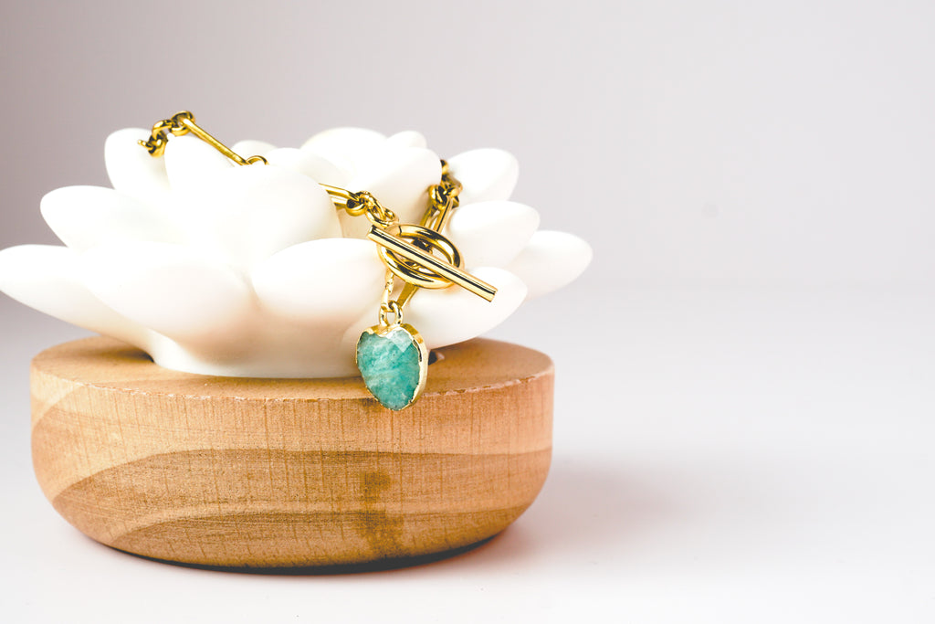 Amazonite Heart Bracelet - Gold Arrow Studios 