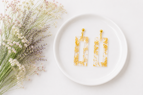 Gold Rectangle Statement Earrings - Gold Arrow Studios 