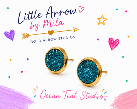Ocean Teal Studs - Gold Arrow Studios 