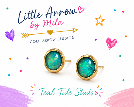 Teal Tide Studs - Gold Arrow Studios 