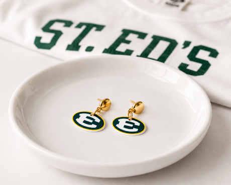 St Ed's Oval Dangle Earrings - Gold Arrow Studios 