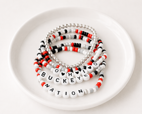 Buckeye Nation Spirit Bracelets - Ohio State Game Day Jewelry - Gold Arrow Studios 