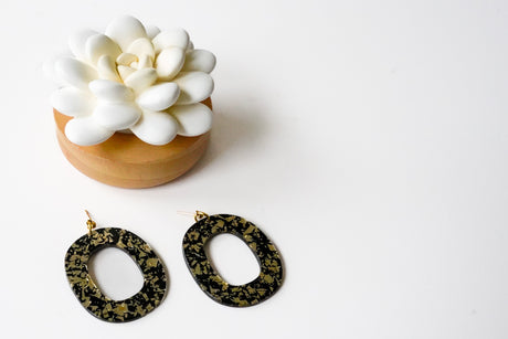 Black and Gold Statement Earrings - Gold Arrow Studios 
