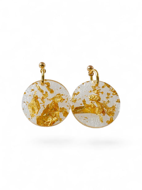 Gold Leaf Circle Statement Earrings - Gold Arrow Studios 