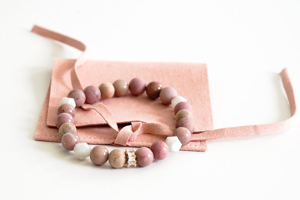 Rhodochrosite Aromatherapy Bracelet - Gold Arrow Studios 