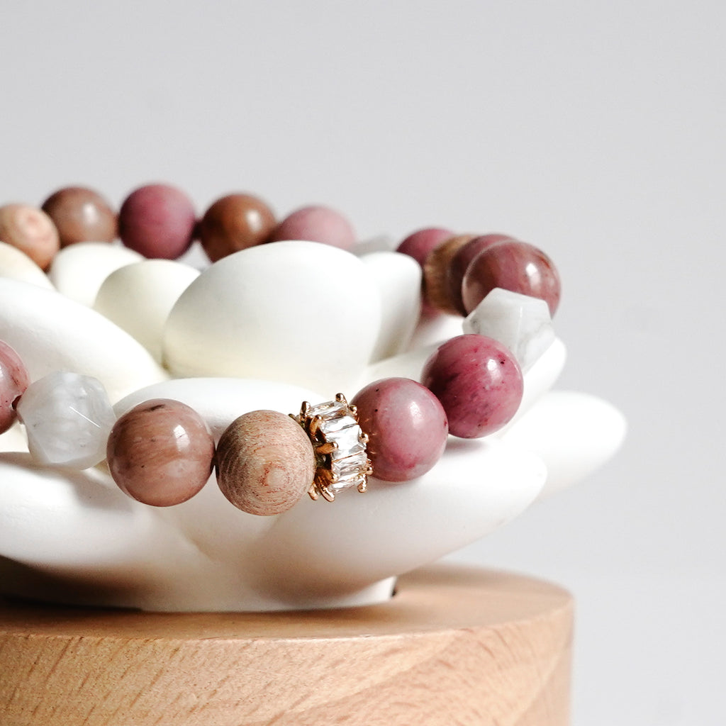 Rhodochrosite Aromatherapy Bracelet - Gold Arrow Studios 