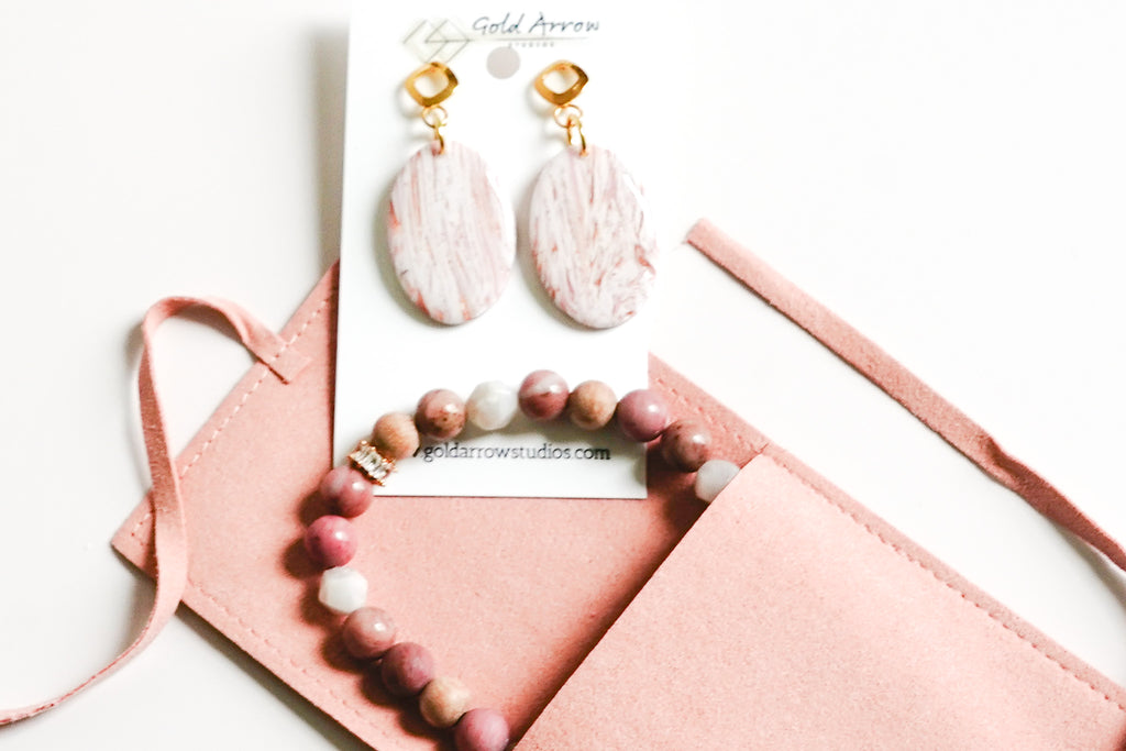 Rhodochrosite Aromatherapy Bracelet - Gold Arrow Studios 