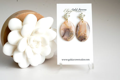Fall Oval Agate Dangle - Gold Arrow Studios 