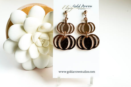 Rose Gold Pumpkin Dangles - Gold Arrow Studios 
