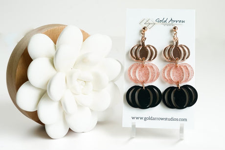 Three Stack Pumpkin Dangles - Gold Arrow Studios 