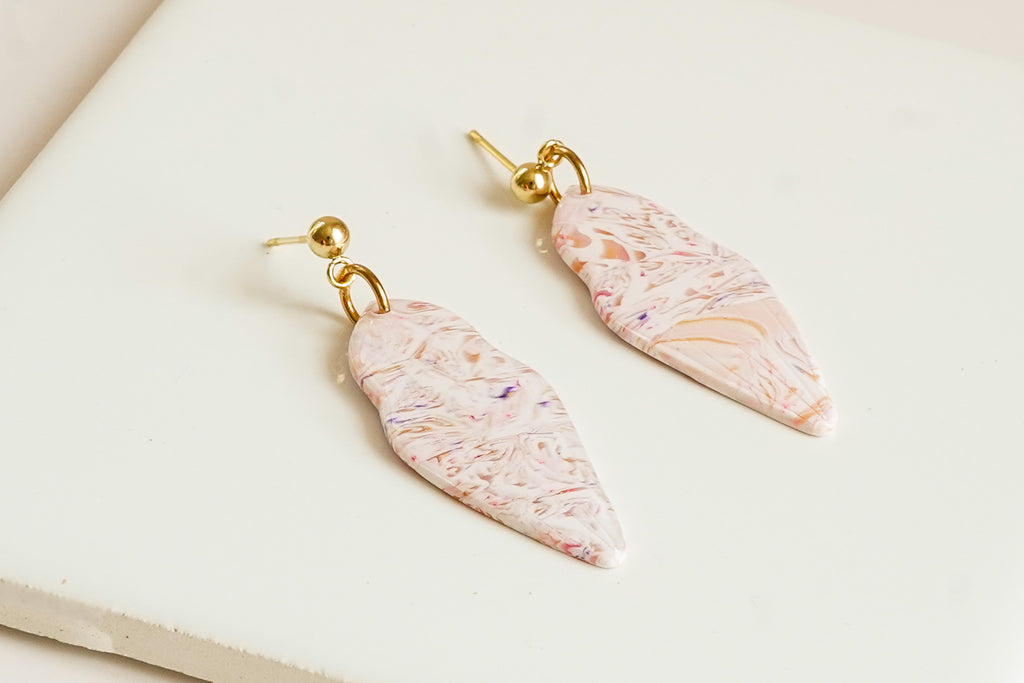Marble Swirl Clay Dangles - Gold Arrow Studios 