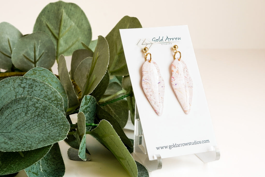 Marble Swirl Clay Dangles - Gold Arrow Studios 