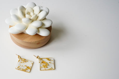Gold Leaf Diamond Statement Earrings - Gold Arrow Studios 