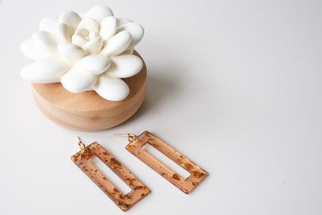 Cafe and Gold Statement Earrings - Gold Arrow Studios 