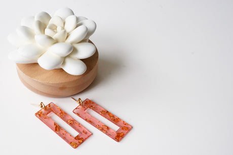 Dusty Rose and Gold Statement Earrings - Gold Arrow Studios 
