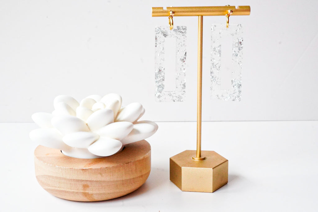 Silver and Gold Statement Earrings - Gold Arrow Studios 