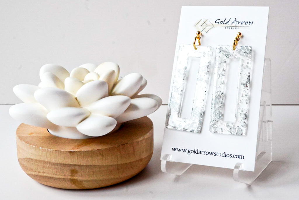 Silver and Gold Statement Earrings - Gold Arrow Studios 