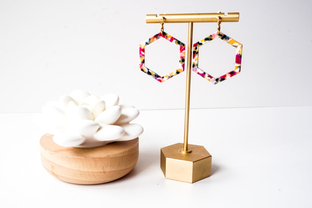 Mod Confetti Statement Earrings - Gold Arrow Studios 