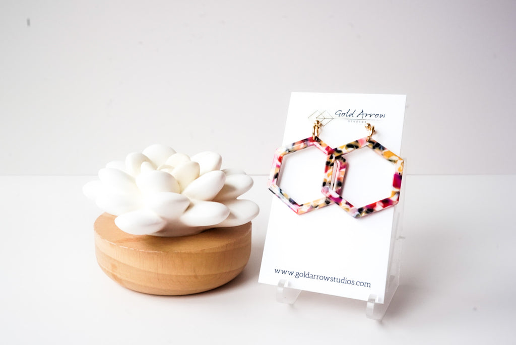 Mod Confetti Statement Earrings - Gold Arrow Studios 