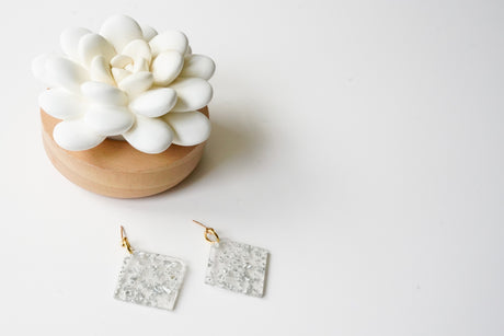 Silver Leaf Diamond Statement Earrings - Gold Arrow Studios 