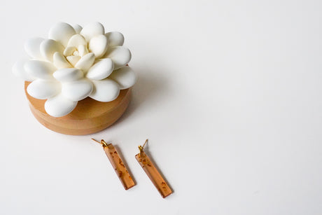 Cafe and Gold Small Bar Earrings - Gold Arrow Studios 