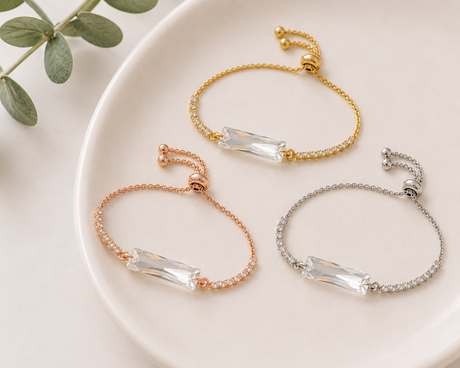 Crystal Center Stone Slider Bracelets - Gold Arrow Studios 