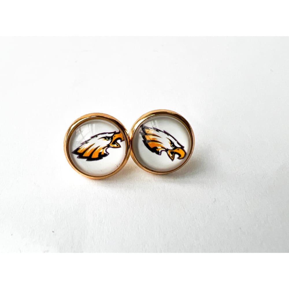 Avon Eagles School Studs - Gold / White Out Eagle
