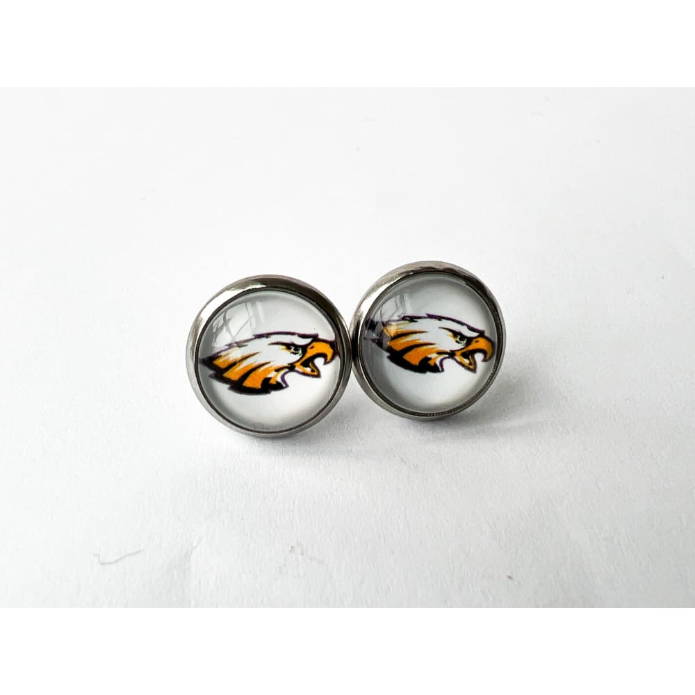 Avon Eagles School Studs - Silver / White Out Eagle