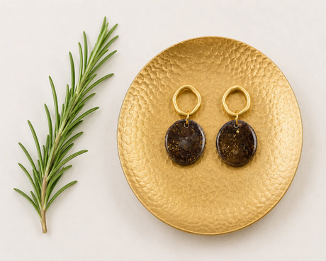 Brown Marble Dangle - Gold Arrow Studios 