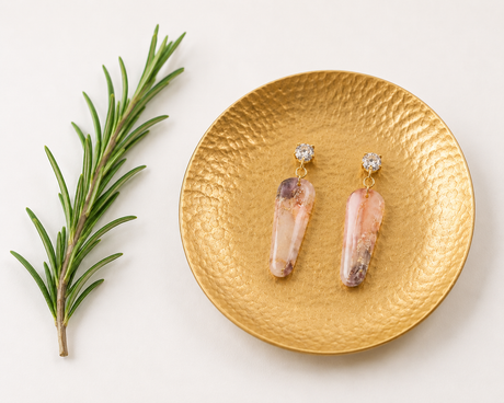 Fall Oblong Agate Dangle - Gold Arrow Studios 