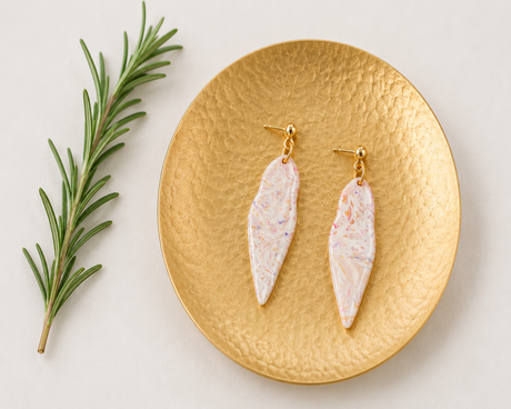 Marble Swirl Clay Dangles - Gold Arrow Studios 