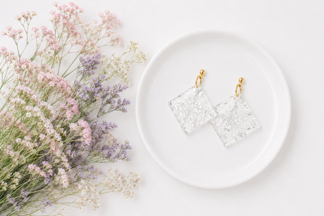 Silver Leaf Diamond Statement Earrings - Gold Arrow Studios 