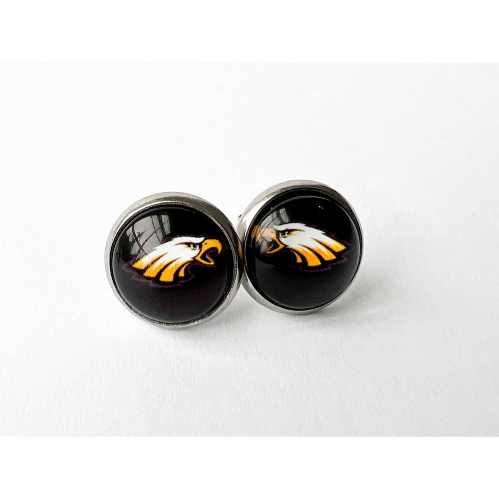 Avon Eagles School Studs - Silver / Black Out Eagle