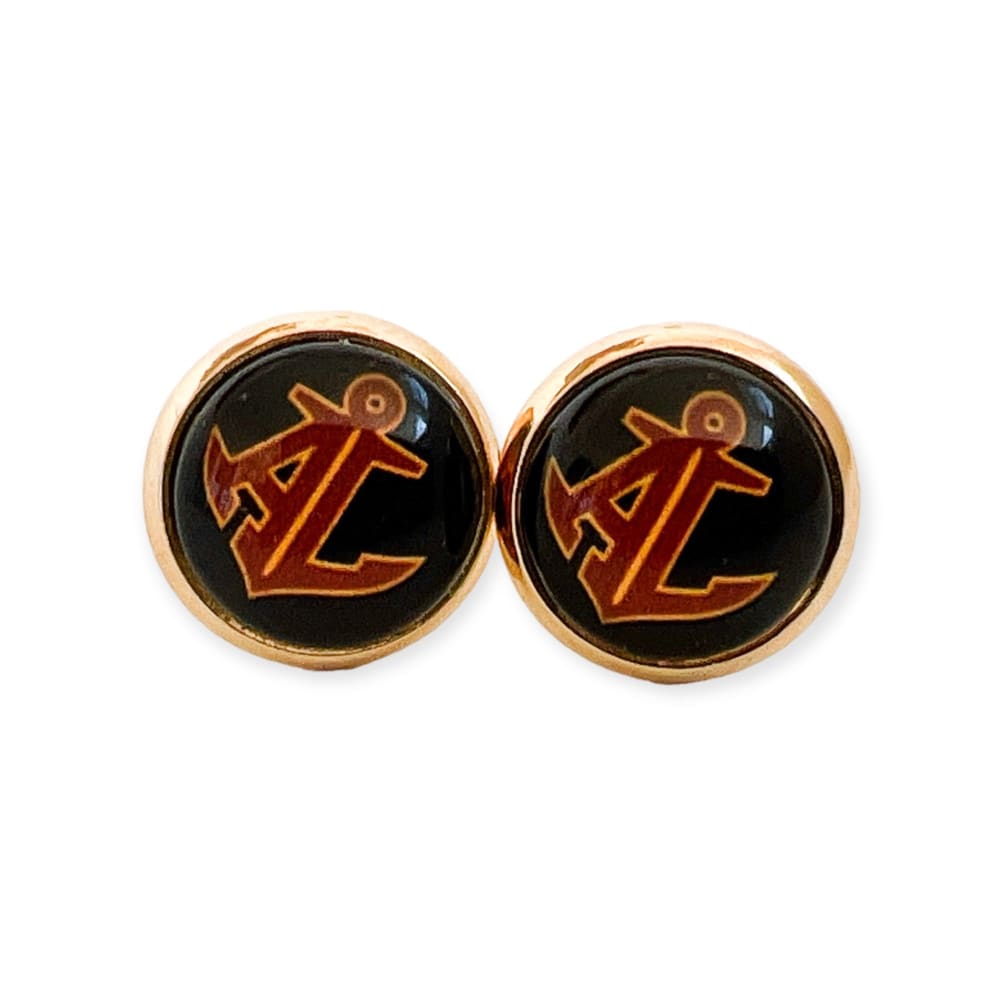 Avon Lake School Studs - Gold / Anchor with Black