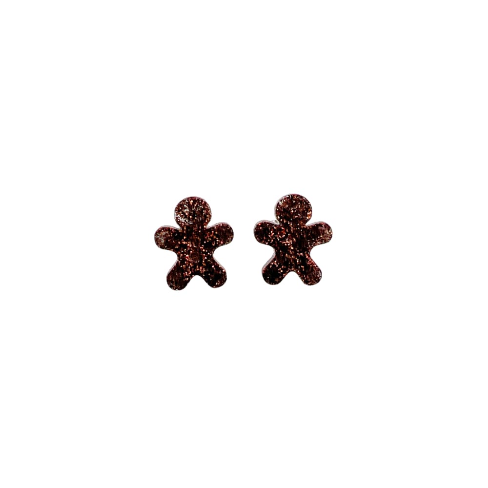 Christmas Glitter Studs - Gingerbread / Green