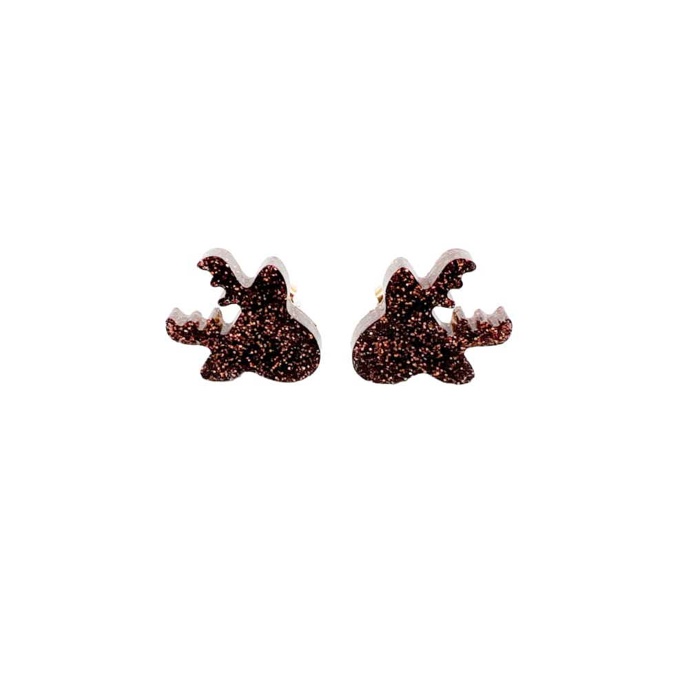 Christmas Glitter Studs - Reindeer / Green