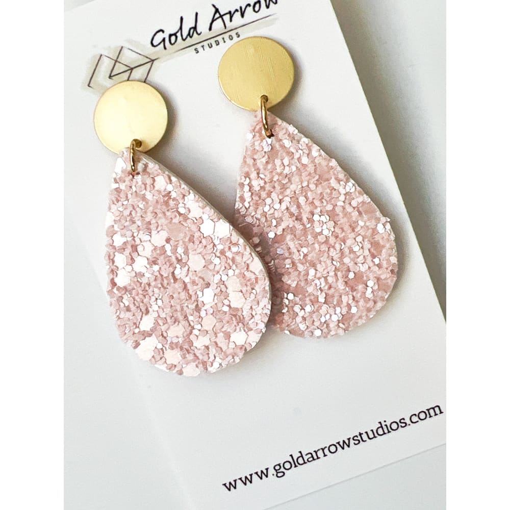 Teardrop Holiday Dangles - Pink Frosted Glitter